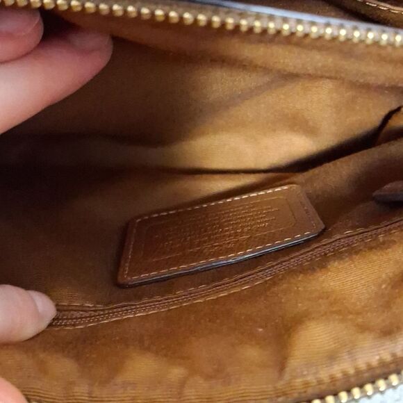 COACH Mini Christie Carryall Purse Crossbody Signature Brown Gold Logo - Picture 7 of 10
